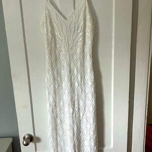 Lulu's White Sheath Wedding Dress Halter Neck